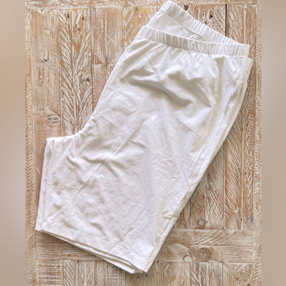 🤍 Woman Within White Biker Shorts 2X (x2) | Soft Pull-On Everyday Fit 🤍 ~XXL